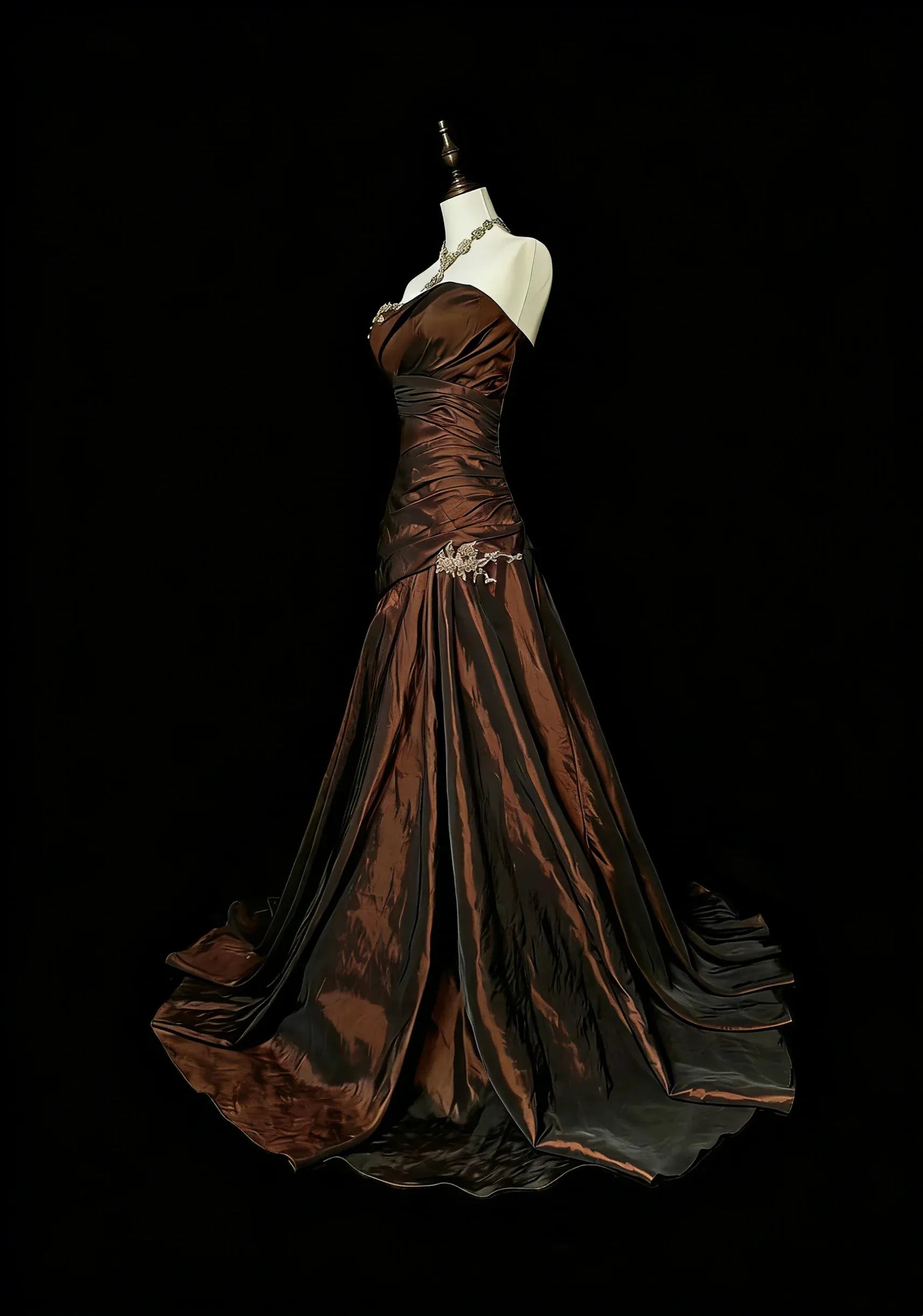 Mysterious Mermaid Strapless Sleeveless Lace-Up Back Floor-Length Gothic Evening Dress