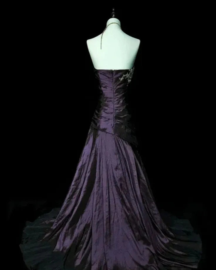 Mysterious Mermaid Strapless Sleeveless Lace-Up Back Floor-Length Gothic Evening Dress