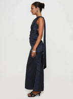 Navy Blue One - Shoulder Backless Maxi Dress Elegant Prom Dresses