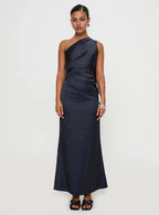 Navy Blue One - Shoulder Backless Maxi Dress Elegant Prom Dresses