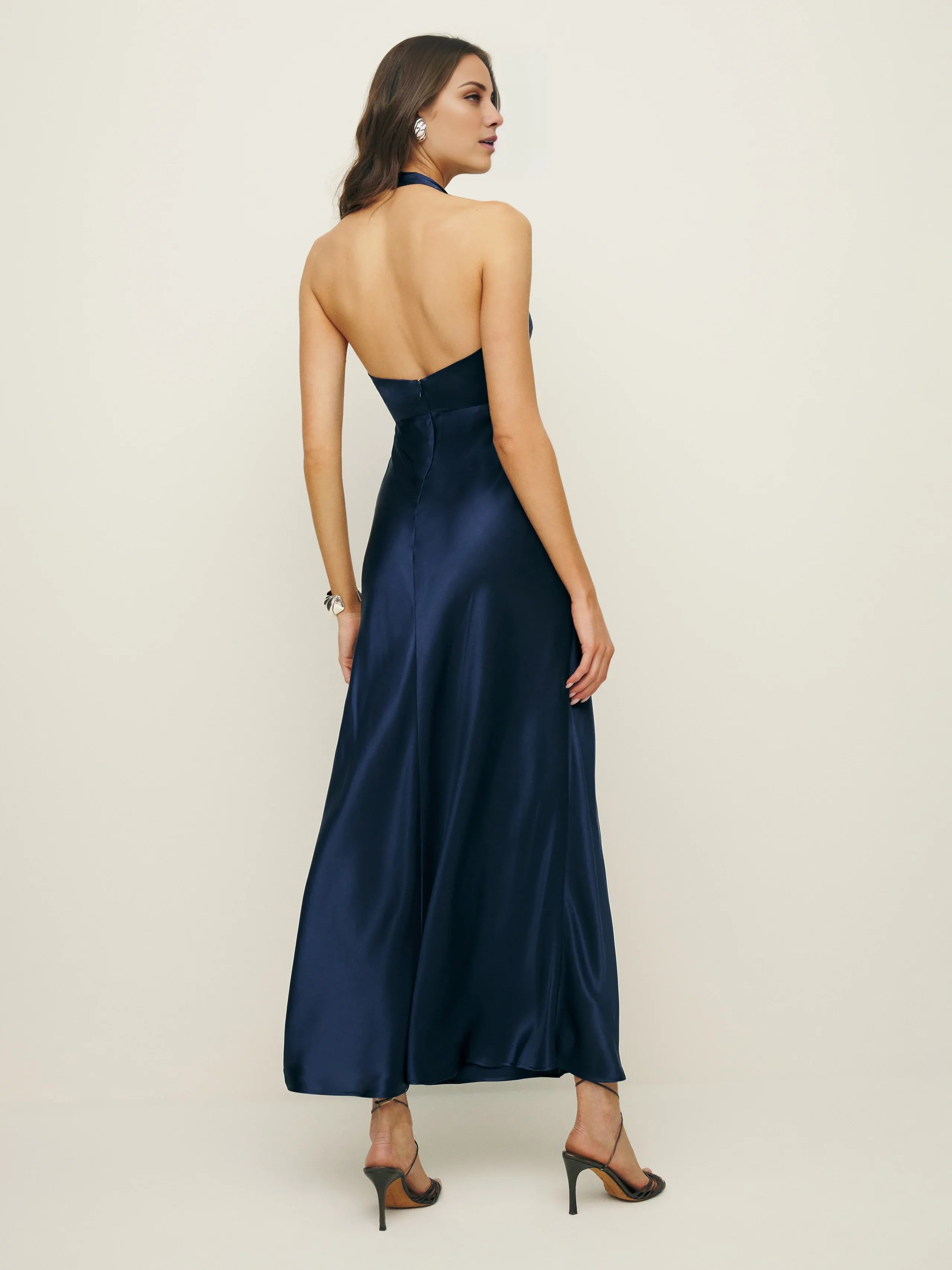 Dress Classic Halter V Neck Sleeveless Straight Tube Prom Dress Maxi Dress Backless Evening Dress