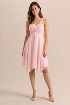 Pink A-Line One-Shoulder Ruched Short Homecoming Dress With Asymmetrical Hem