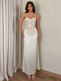 Ivory Sheath Sweetheart Bodice Draped Waist Floor-Length Prom Dress