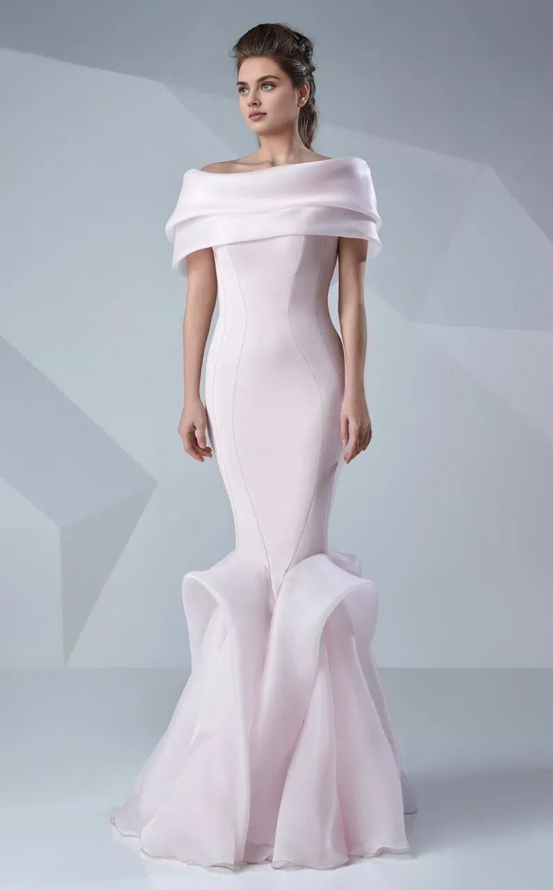 Off-shoulder Sleeveless Mermaid Romantic Floor Length Prom Dress Hot Sale For Adults