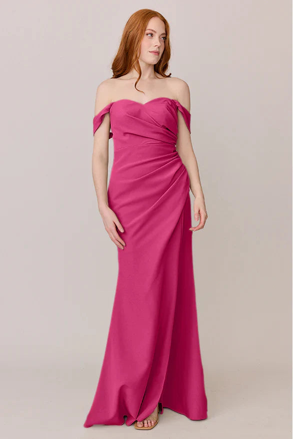 Off-the-Shoulder Bridesmaid Dresses with Sweetheart Neck, Ruched Detail and Mermaid Skirt Formal Gown