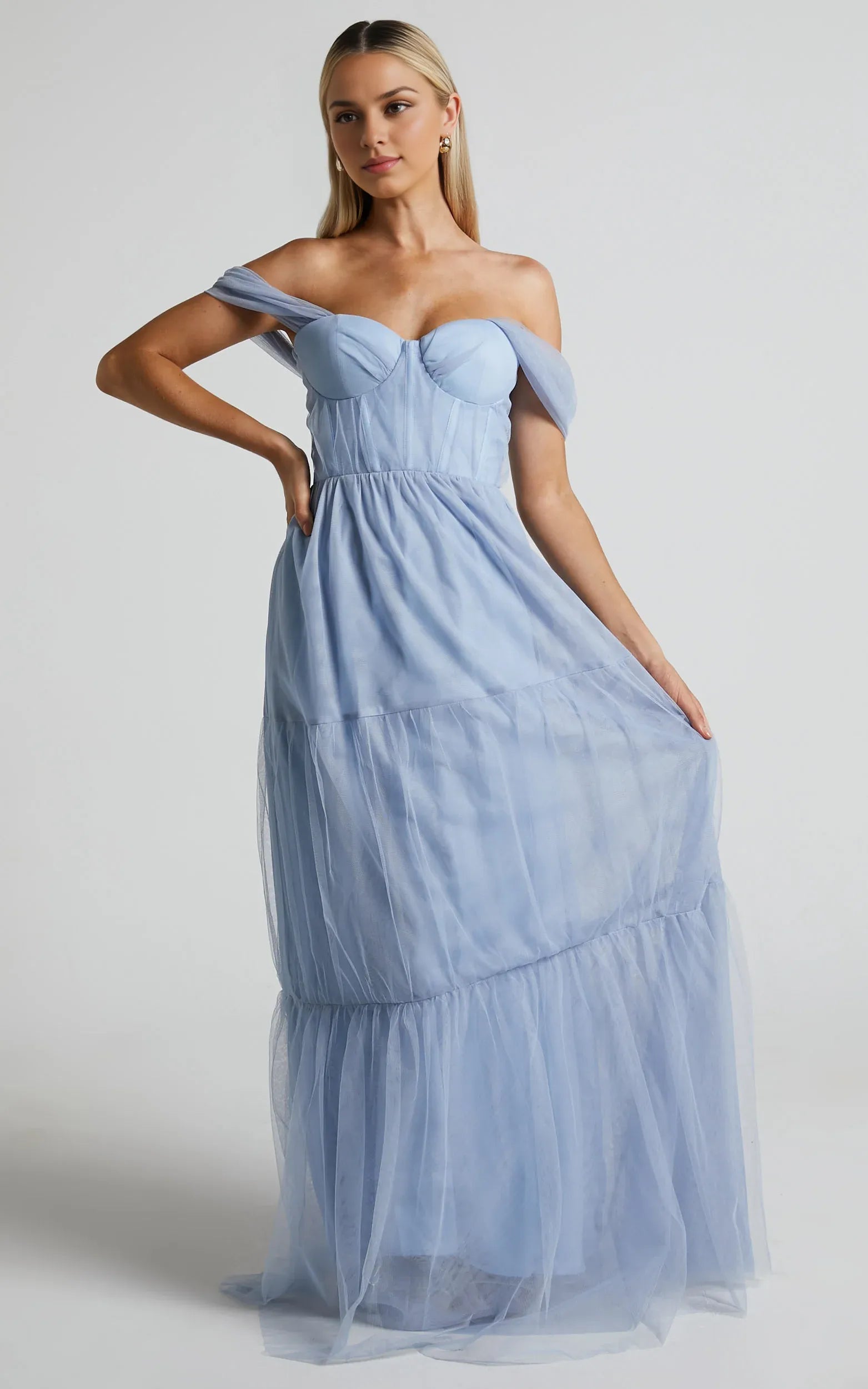 Pink Off Shoulder Corset Bodice Floor-Length Dress A-Line Sleeveless Elegant Zipper Up Evening Dress