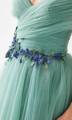 Off Shoulder Sleeveless A-Line Romantic Tea Length Prom Dress Hot Sale For Adults