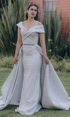 Off Shoulder Sleeveless  A-line Gorgeous Floor length Prom Dress Hot Sale For Ladies
