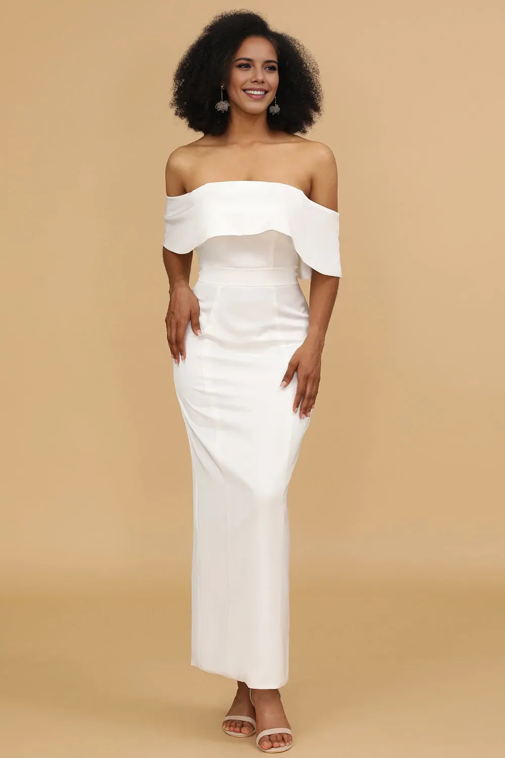 Off the Shoulder Sleeveless Sheath Classic Off the shoulder Ankle Length Prom Dress Hot Sale For Women