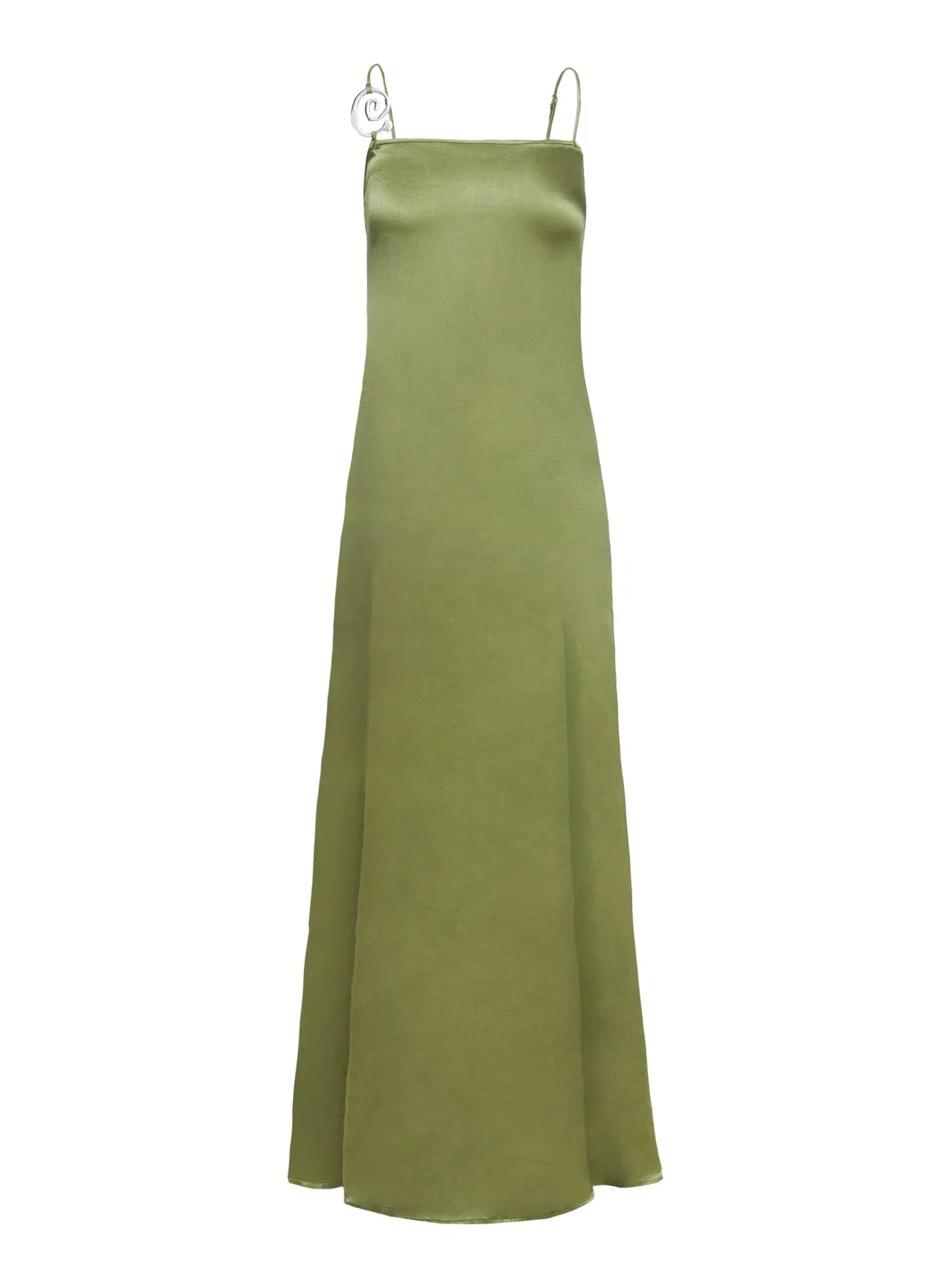 Green Olive Spaghetti Strap Maxi Dress Affordable Strapless Prom Dresses