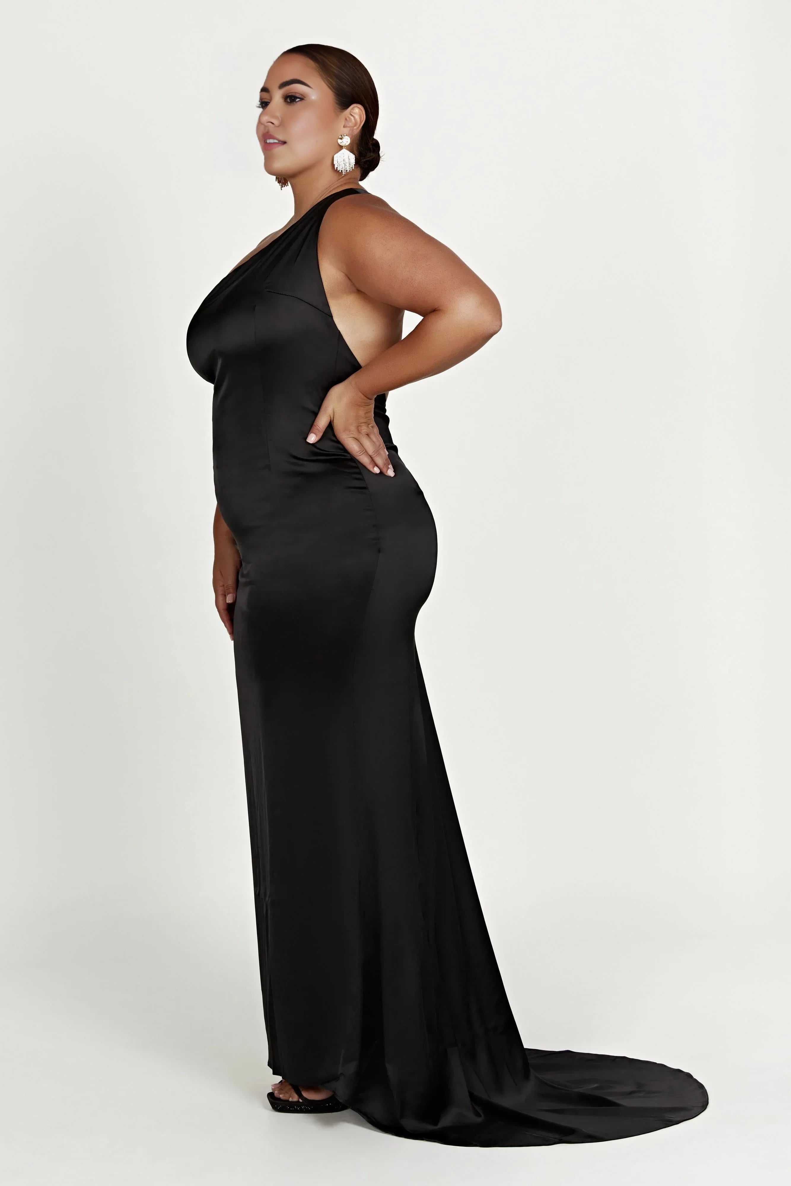 One Shoulder Elegant Prom Dresses for Ladies Sleeveless Backless Plus Size Beautiful Floor Length Prom Dresses