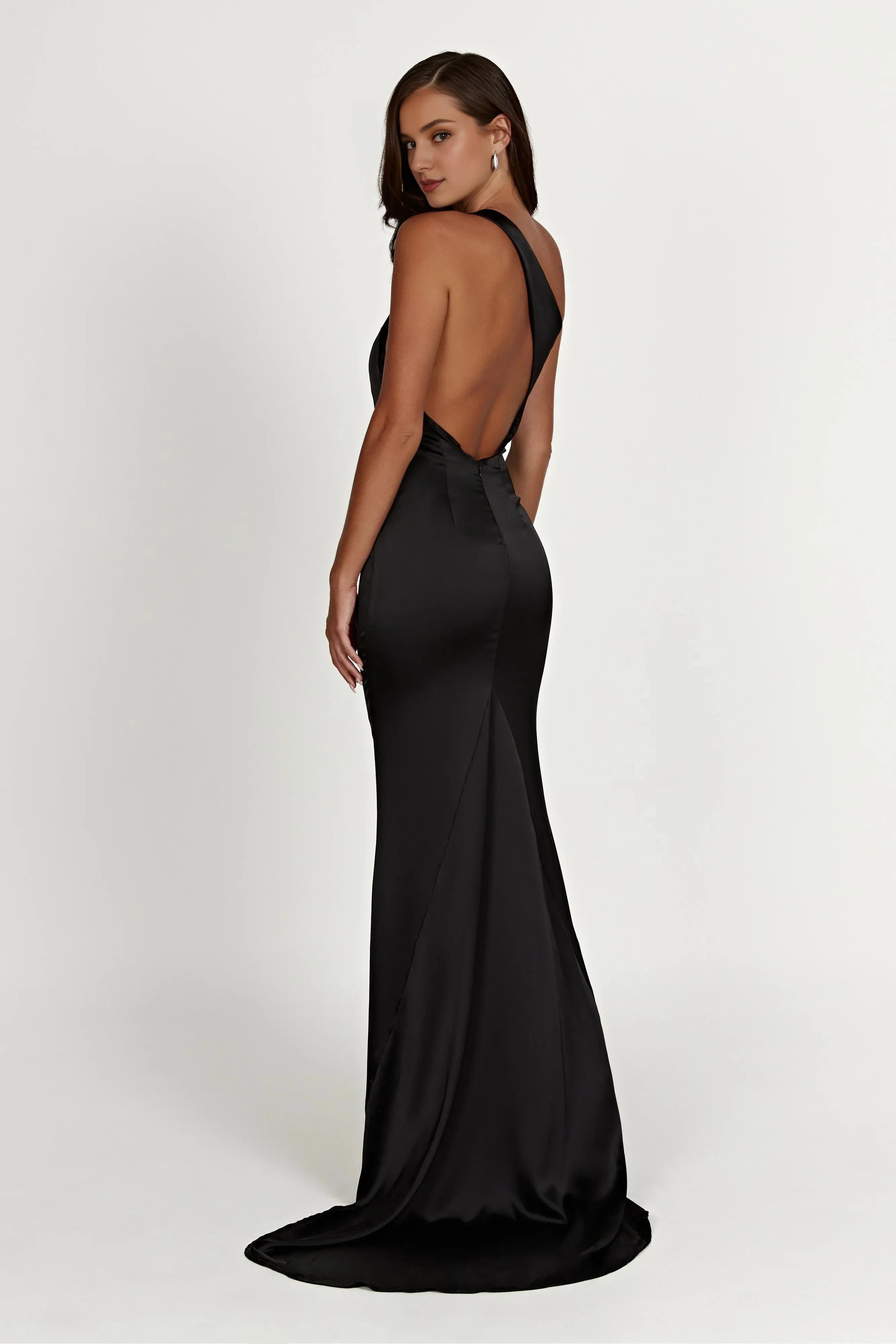 One Shoulder Elegant Prom Dresses for Ladies Sleeveless Backless Plus Size Beautiful Floor Length Prom Dresses