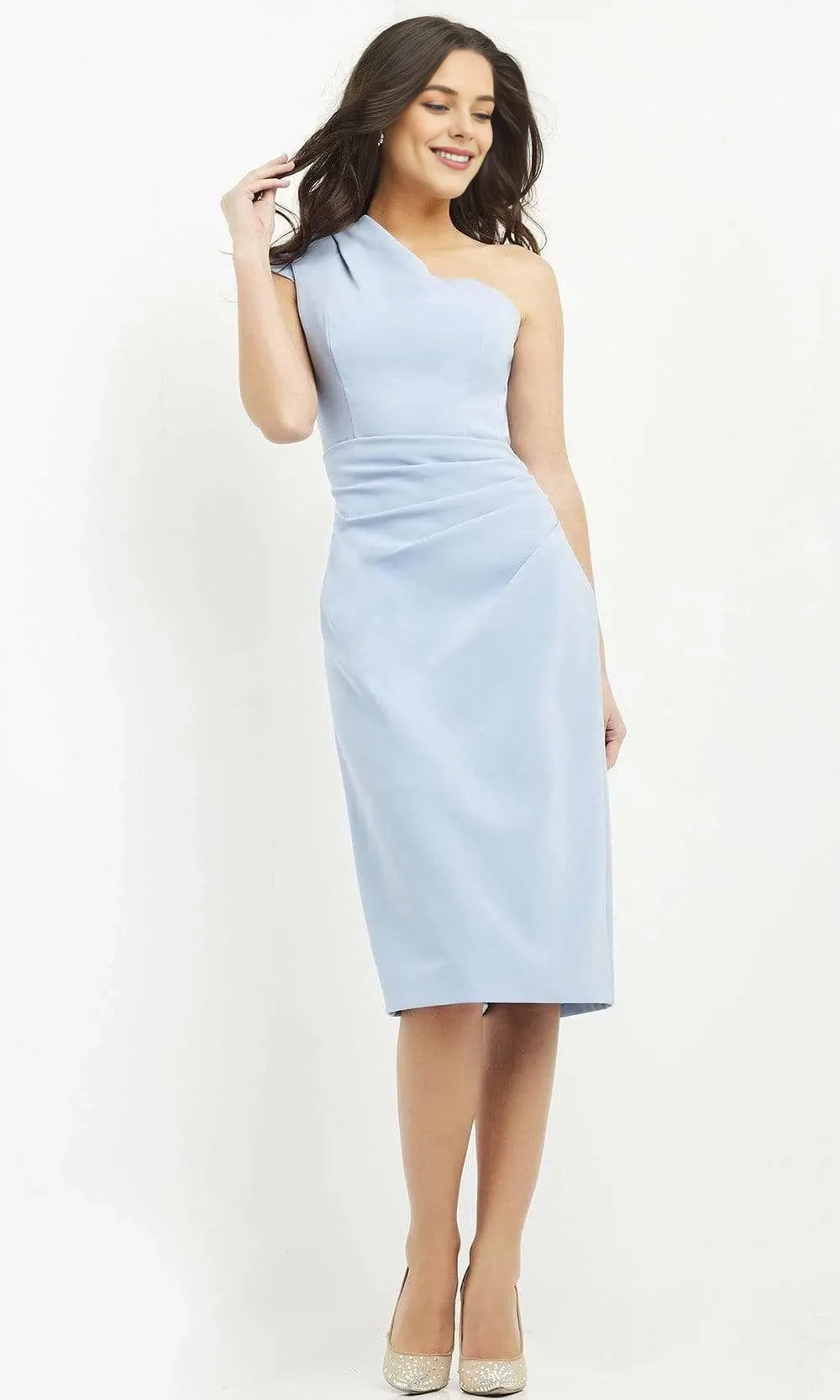 One Shoulder Sleeveless Sheath Modern Off the shoulder Knee Length Prom Dress For Sale For Women