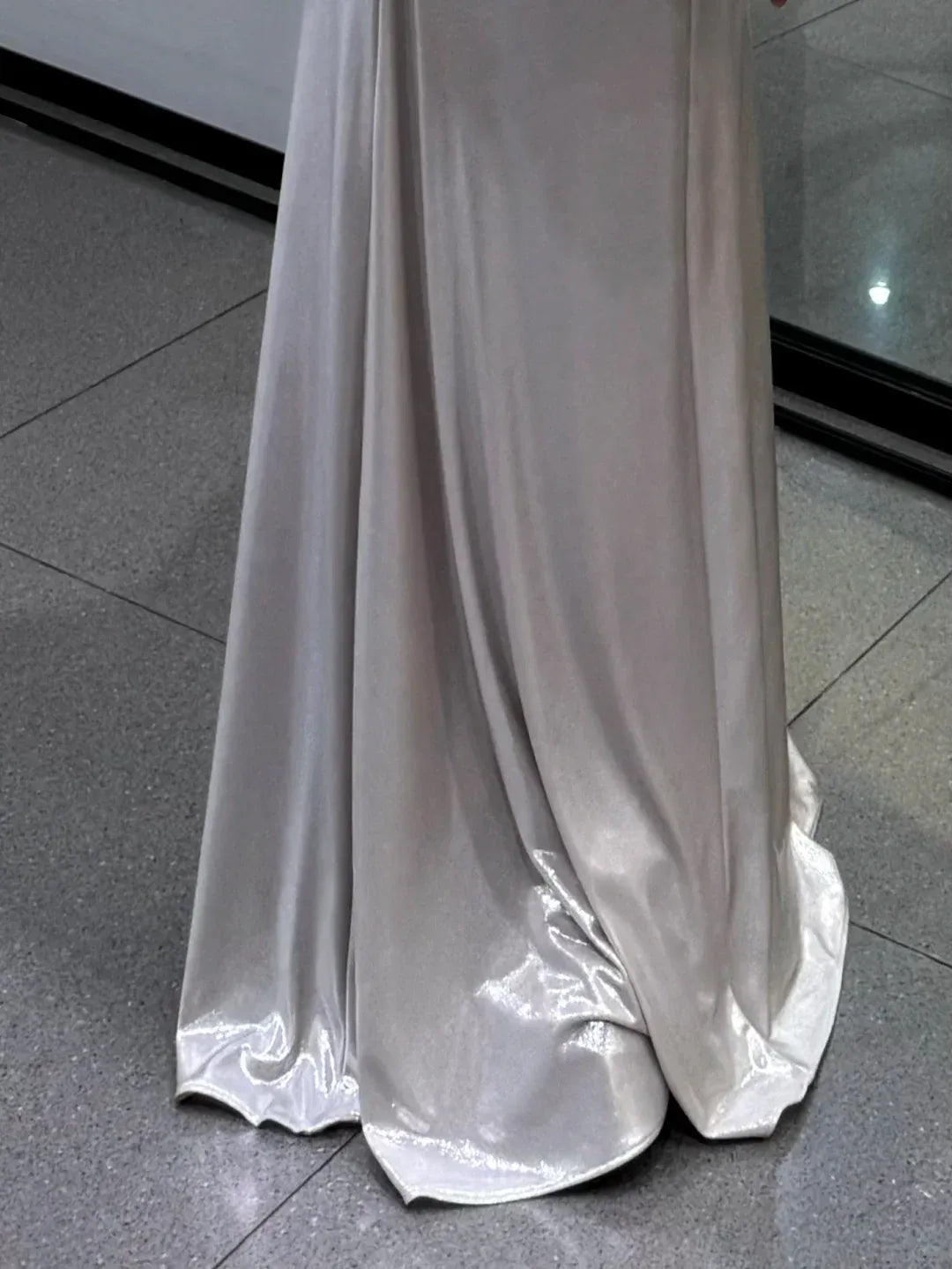 Open Back Silver A Line Spaghetti Straps Simple Satin Long Prom Dress Party Dress