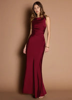 Opulent Trumpet High Neck Sleeveless Cross Back Floor Length For Ladies Prom Dress