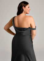 Opulent Bridesmaid Dress with One-Shoulder Neckline, Cowl Back and Ruched Side
