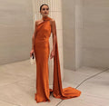 Orange Maxi Wedding Guest Dress Long Halter Evening Gown Cocktail Dresses Custom Sexy Party Dresses