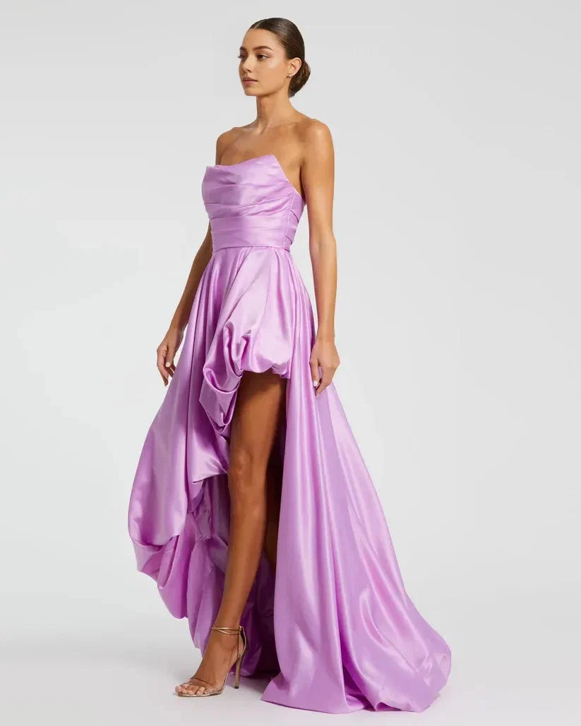 A-Line/Princess Strapless Sleeveless Zipper Up Sweep/Brush Train Prom Dress