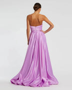 A-Line/Princess Strapless Sleeveless Zipper Up Sweep/Brush Train Prom Dress