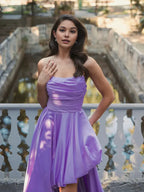 A-Line/Princess Strapless Sleeveless Zipper Up Sweep/Brush Train Prom Dress