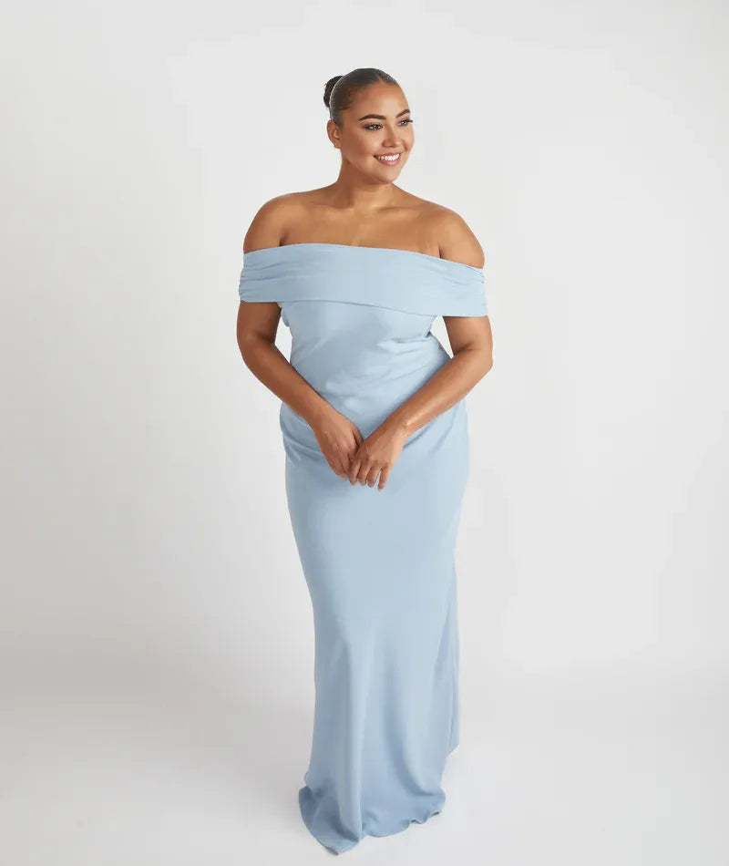 Dress Elegant Off the Shoulder Bridesmaid Dress Maxi Dress Solid Color Sage Sleeveless Column Prom Dress