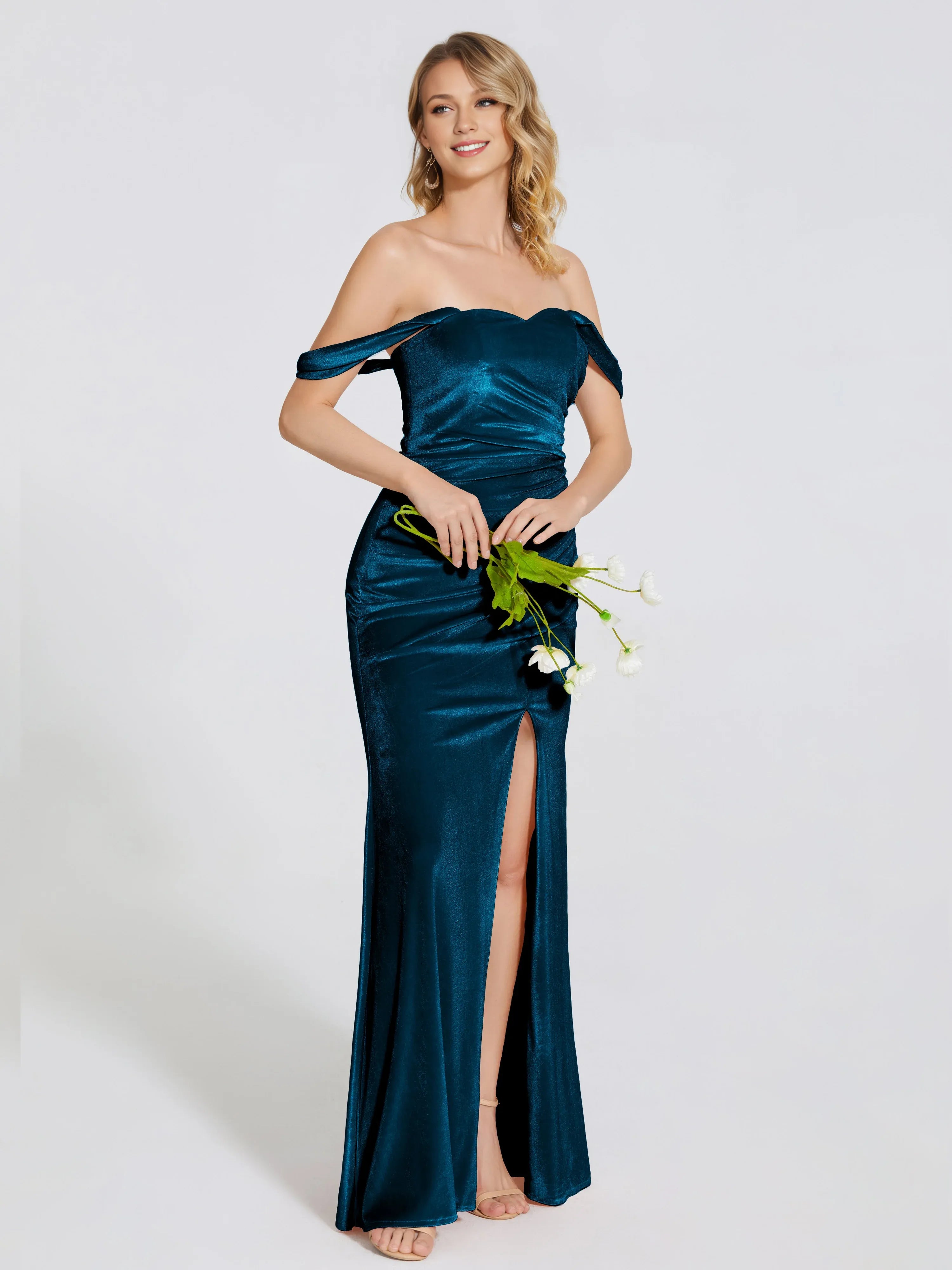 Trumpet Off Shoulder Sleeveless Backless Floor-Length Prom Dress