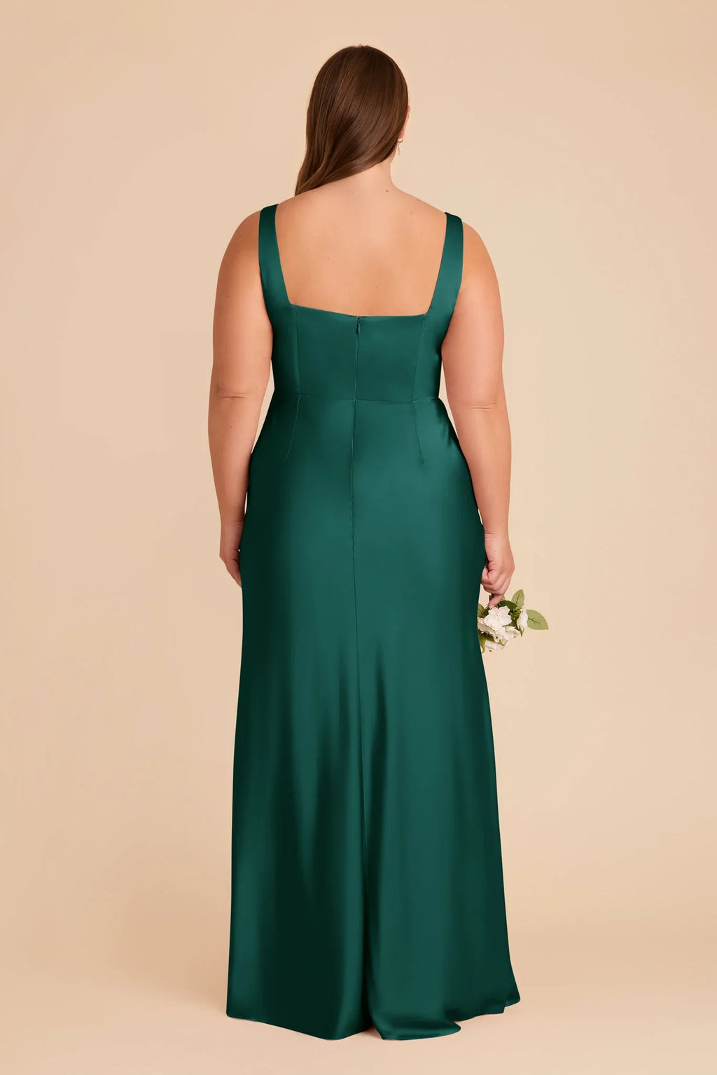Perfectly Sheath/Column Square Neck Sleeveless Satin Maxi Bridesmaid Dress