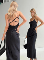 Spaghetti Strap Backless Maxi Dress Elegant Prom Dresses