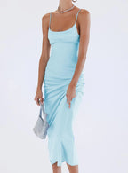 Spaghetti Strap Backless Maxi Dress Elegant Prom Dresses