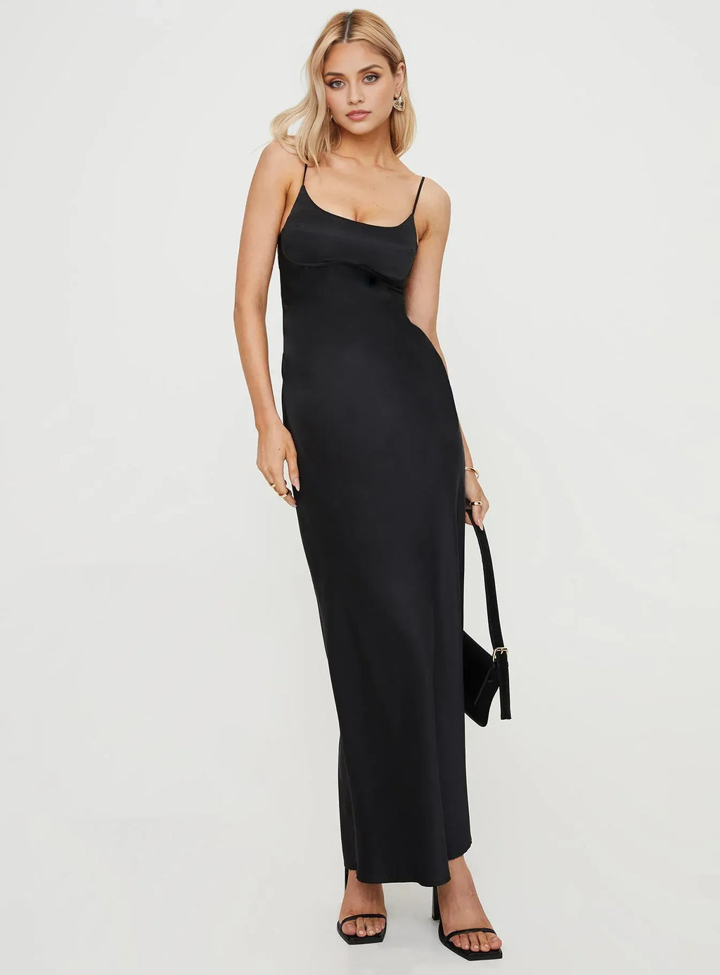 Pink Spaghetti Strap Criss - Cross Back Maxi Prom Dress