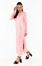 Dress Fashion Round Neck Long Sleeves Maxi Dress Column Sequins Full Coverage Prom Dress With Slit