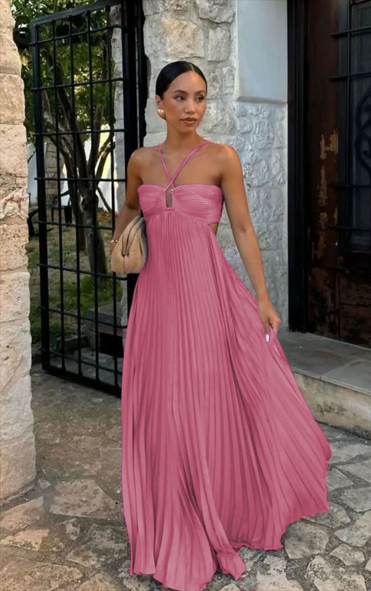Best Sellers Spaghetti Straps Sleeveless A-Line Cutout Back Long Prom Dress