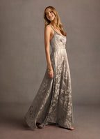 Dress Spaghetti Straps Sleeveless Romantic Flower Printed Evening Dress Floor Length Backless Prom Dress