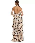 Playful A Line Halter Neck Ruffled Layer Open Back Floor Length For Ladies Prom Dress