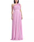 Playful A Line One Shoulder Ruffled Trim Pleated Skirt Floor Length For Women Prom Dress