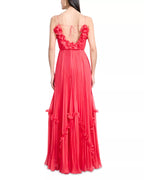 Playful A Line Spaghetti Strap Ruffled Trim Pleated Skirt Floor Length For Women Prom Dress