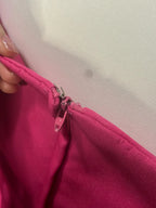 Playful A-Line V Neck Short-Sleeved Floral-Appliqued Hot Pink Mini-Length Prom Dress For Women Ready To Ship