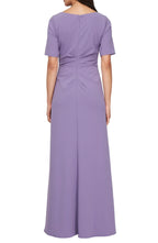 Pleasant A Line Square Neck Short Sleeve Zipper Back Floor Length Evening Dress