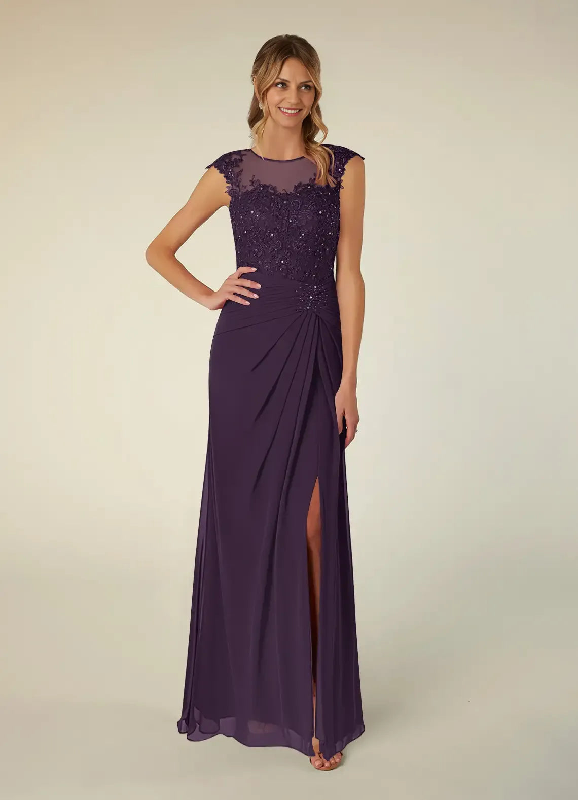 Black Dress A-Line Scoop Neck Sequins Mother of the Groom Dresses Elegant Illusion Cap Sleeves Leg Slit Evening Dress