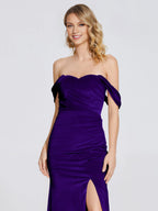 Fashion Trumpet Off Shoulder Sleeveless Backless Floor-Length Prom Dress