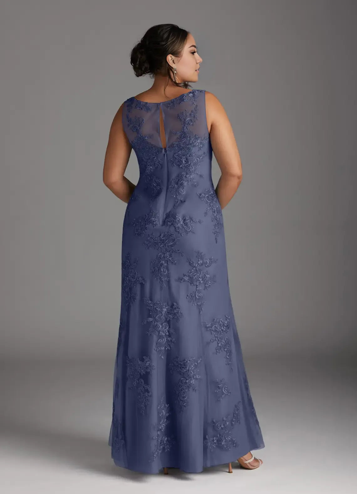 Dress Elegant Stormy Mermaid Vintage Dress Floor-Length Plus Size Mother Of The Bride Dress Cape Sleeve Keyhole Back Mother of the Bride Dress