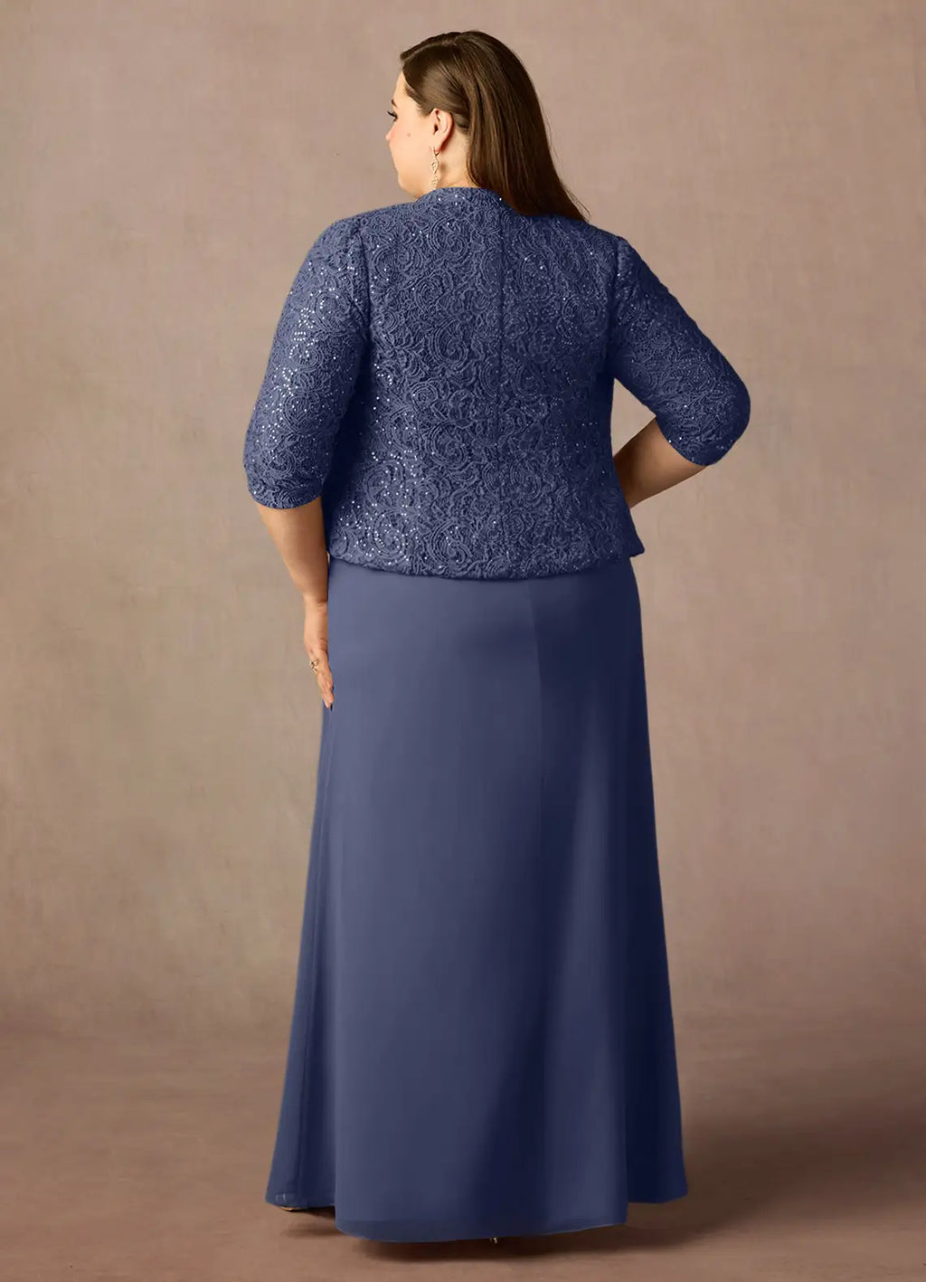 Dress Stormy Sheath Square Neck Sequins Plus Size Mother Of The Bride Dress Floor-Length Three-Quarter Sleeve Scoop Back Mother of the Bride Dress