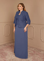 Dress Stormy Sheath Square Neck Sequins Plus Size Mother Of The Bride Dress Floor-Length Three-Quarter Sleeve Scoop Back Mother of the Bride Dress