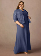 Dress Stormy Sheath Square Neck Sequins Plus Size Mother Of The Bride Dress Floor-Length Three-Quarter Sleeve Scoop Back Mother of the Bride Dress