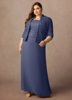 Dress Stormy Sheath Square Neck Sequins Plus Size Mother Of The Bride Dress Floor-Length Three-Quarter Sleeve Scoop Back Mother of the Bride Dress