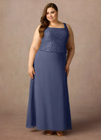 Dress Stormy Sheath Square Neck Sequins Plus Size Mother Of The Bride Dress Floor-Length Three-Quarter Sleeve Scoop Back Mother of the Bride Dress
