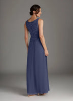 Dress Stormy Sheath Square Neck Sequins Dress Floor-Length Three-Quarter Sleeve Scoop Back Mother of the Bride Dress