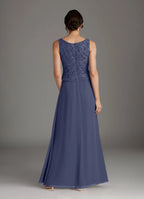 Dress Stormy Sheath Square Neck Sequins Dress Floor-Length Three-Quarter Sleeve Scoop Back Mother of the Bride Dress