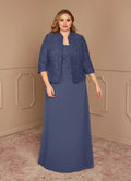 Dress Stormy Sheath Square Neck Sequins Plus Size Mother Of The Bride Dress Floor-Length Three-Quarter Sleeve Scoop Back Mother of the Bride Dress