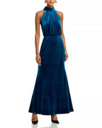 Plush A Line Turtleneck Halter Sleeveless Keyhole Back Floor Length For Sale Prom Dress